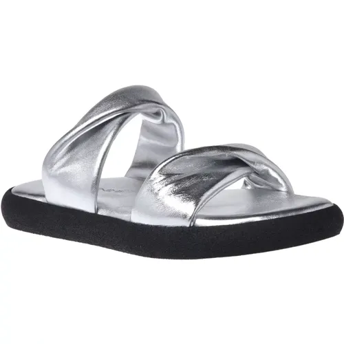 Slipper in silver laminated nappa leather , Damen, Größe: 37 EU - Baldinini - Modalova