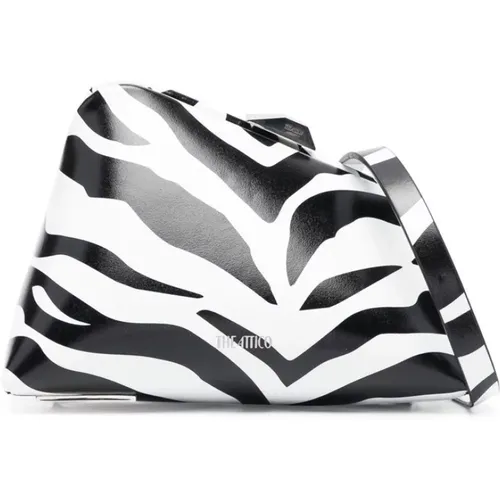 Logo-Print Zebra Clutch Bag , female, Sizes: ONE SIZE - The Attico - Modalova