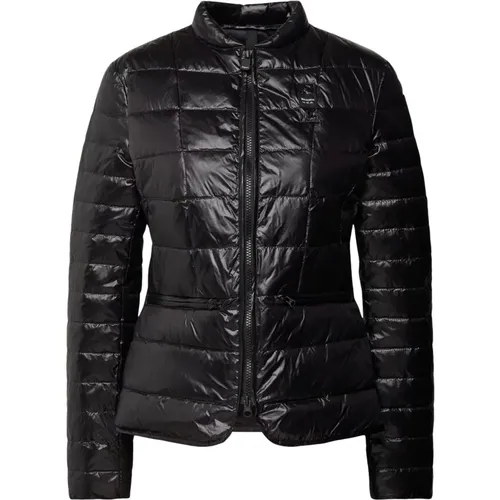 Nylon Jacke , Damen, Größe: L - Blauer - Modalova