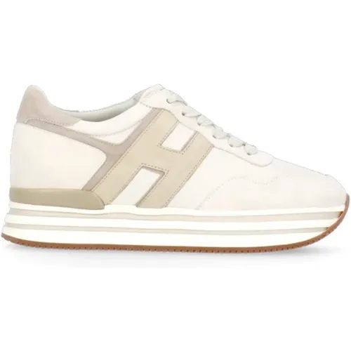 Ivory Leder Sneakers mit Plateausohle , Damen, Größe: 35 1/2 EU - Hogan - Modalova