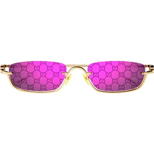 Luxury Metallic Sunglasses in Pink Purple , female, Sizes: 55 MM - Gucci - Modalova