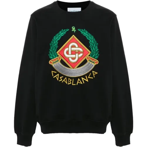 Cotton Sweatshirt with Front Embroidery , male, Sizes: XL, 2XL, S, L - Casablanca - Modalova