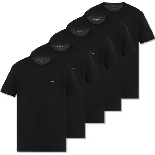 Logo 5er-Pack T-Shirts, Schwarz, Baumwolle , Herren, Größe: M - Paul Smith - Modalova