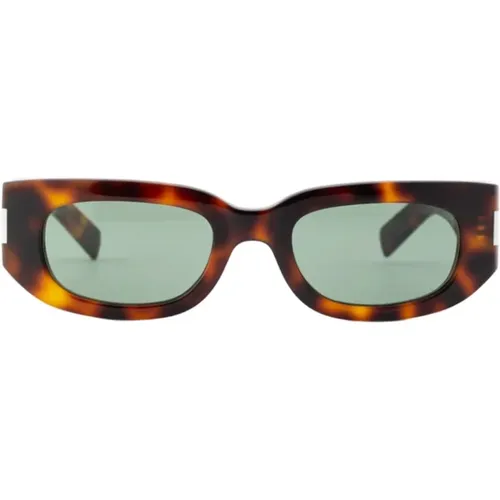 Square Acetate Sunglasses in Tortoise , unisex, Sizes: 51 MM - Saint Laurent - Modalova