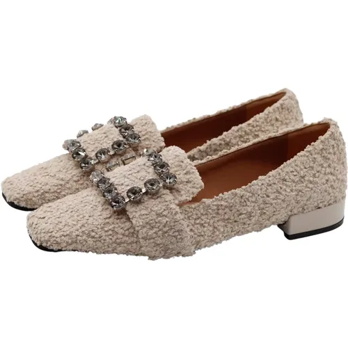 Grauer Loafer mit Brosche , Damen, Größe: 37 1/2 EU - Roberto Festa - Modalova