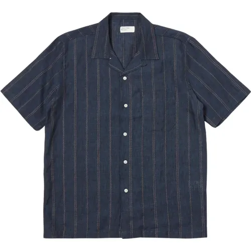 Dobby Stripe Linen Road Shirt , Herren, Größe: L - Universal Works - Modalova