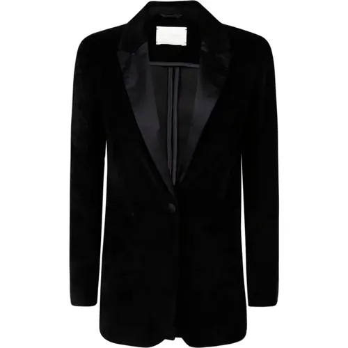 Schwarzer Samt Shawl Revers Blazer - Circolo 1901 - Modalova