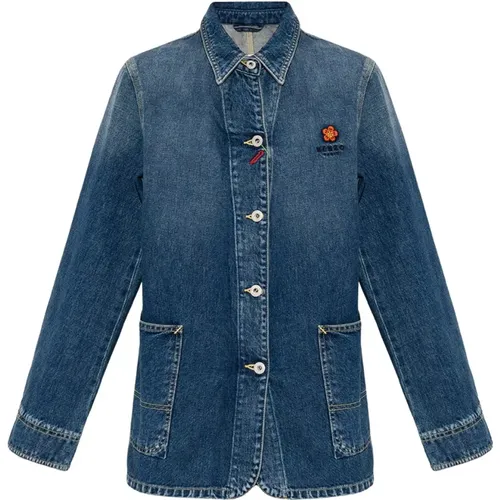 Denim Jacke with logo , Damen, Größe: S - Kenzo - Modalova