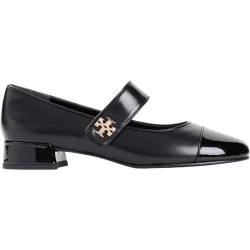 Schwarze Leder Cap Toe Pumps , Damen, Größe: 38 EU - TORY BURCH - Modalova