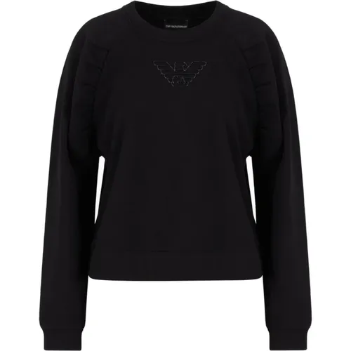 Embossed Logo Crew Neck Sweater , female, Sizes: M, S, XS, L - Emporio Armani - Modalova