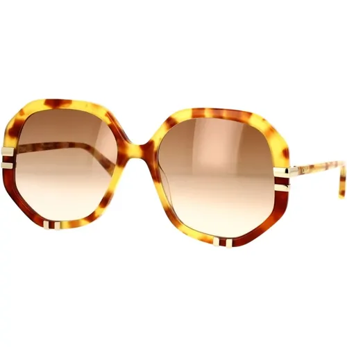 Geometric Sunglasses with Gold Metal Inserts , female, Sizes: 58 MM - Chloé - Modalova