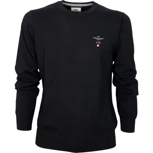 Vielseitiger Casual Wollpullover in Schwarz , Herren, Größe: L - aeronautica militare - Modalova