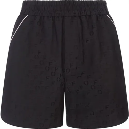 Schwarze Seiden-Pyjama-Shorts mit Logo , Damen, Größe: 2XS - Off White - Modalova
