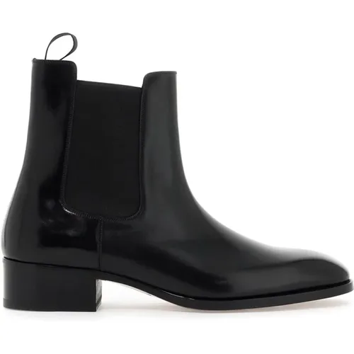 Glossy Leather Chelsea Ankle Boots , male, Sizes: 8 UK, 9 UK - Tom Ford - Modalova