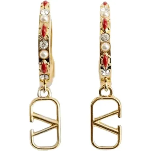 Goldene Bejeweled Hoop Ohrringe - Valentino Garavani - Modalova