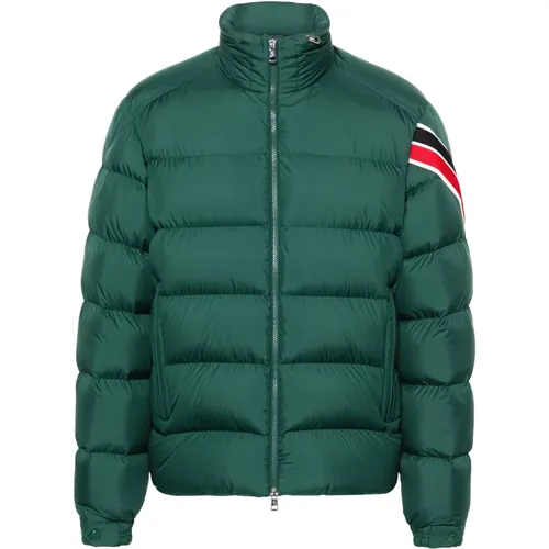 Down Jacket with Tricolour Trim , male, Sizes: M, L - Moncler - Modalova