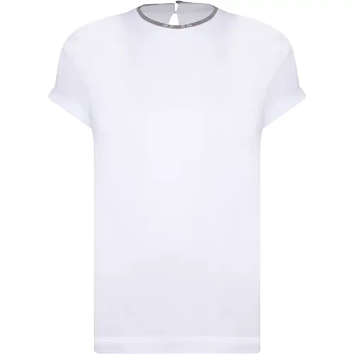 Weißes T-Shirt Damenbekleidung , Damen, Größe: M - BRUNELLO CUCINELLI - Modalova