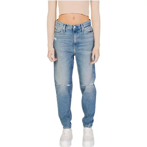 Blaue Baumwolljeans mit Taschen , Damen, Größe: W28 L28 - Calvin Klein Jeans - Modalova