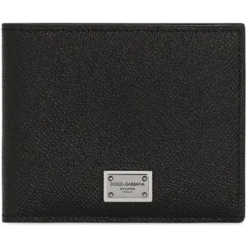 Leather Bi-Fold Wallet , male, Sizes: ONE SIZE - Dolce & Gabbana - Modalova