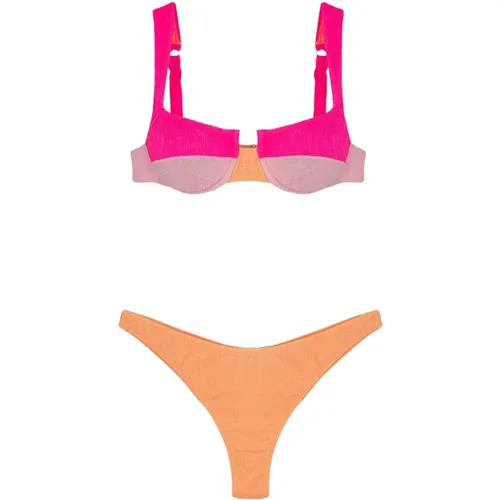 Geprägtes Color Block Bikini Set , Damen, Größe: L - Me-Fui - Modalova