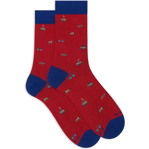 Rote Kurze Baumwollsocken mit Buchmotiv - Gallo - Modalova