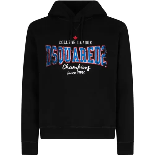 Metallic Logo Hoodie Stay Cool Stylish , male, Sizes: XL, 2XL - Dsquared2 - Modalova