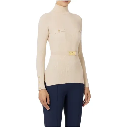 Gerippter Pullover mit Logo-Stickerei - Elisabetta Franchi - Modalova