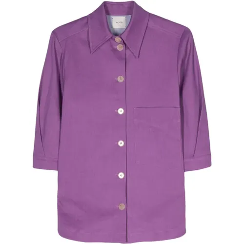 Linen Blend Jacket , female, Sizes: XS, 2XS, M, S, L - Alysi - Modalova