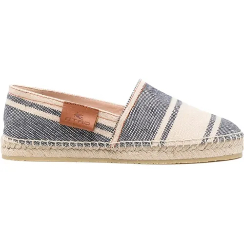 Blaue Gestreifte Leinwand Espadrilles , Damen, Größe: 37 EU - ETRO - Modalova