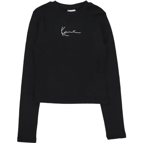 Signature Langarm Crewneck T-shirt , Damen, Größe: M - Karl Kani - Modalova