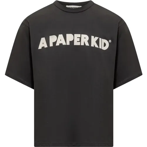 Schwarzes Logo T-Shirt , Herren, Größe: L - A Paper Kid - Modalova
