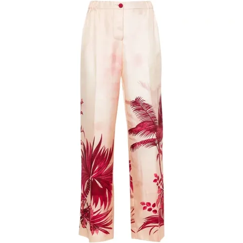Silk Palm Tree Print Trousers , female, Sizes: M, XS, S - F.r.s For Restless Sleepers - Modalova