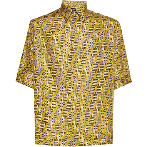 Silk FF Labyrinth Print Shirt , male, Sizes: L, S, XL, M - Fendi - Modalova