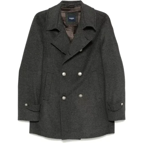 Double-Breasted Wool/Cashmere Peacoat with Hood , male, Sizes: XL, L, 2XL - Barba - Modalova