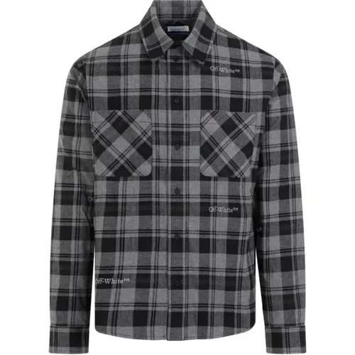 Grey Check Flannel Shirt , male, Sizes: M, L - Off White - Modalova