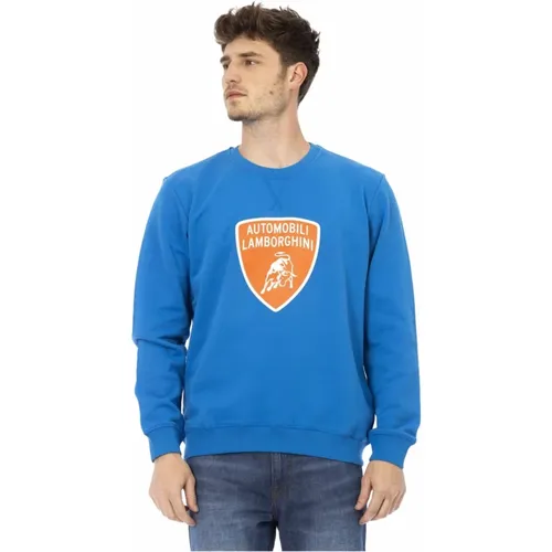 Frontales Logo Crewneck Sweatshirt , Herren, Größe: 2XL - AUTOMOBILI LAMBORGHINI - Modalova