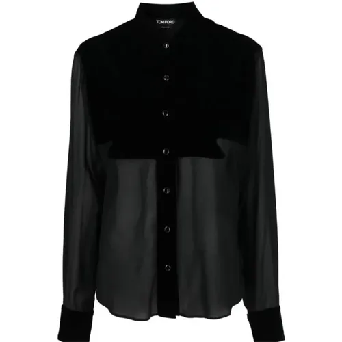 Silk Panelled Buttoned Shirt , female, Sizes: XS, S - Tom Ford - Modalova