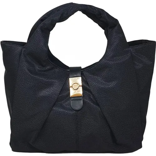 Fashionable Handbag with Magnetic Closure and Logo Strap , female, Sizes: ONE SIZE - Borbonese - Modalova
