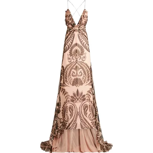Pink Silk Creponne Maxi Dress , female, Sizes: M, XS - ETRO - Modalova