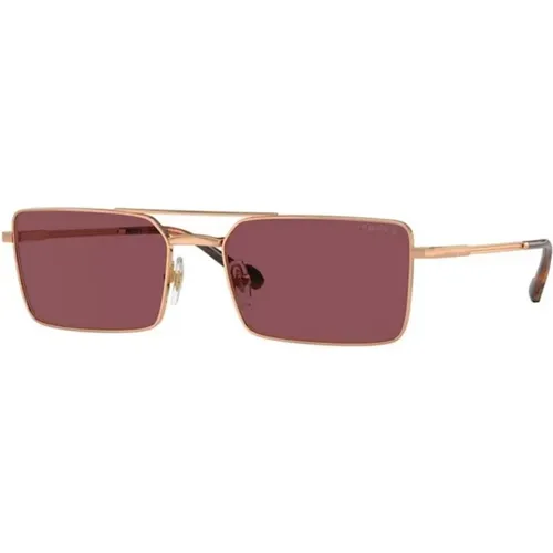 Purple Polarized Sunglasses with Gold Frame , unisex, Sizes: 57 MM - Vogue - Modalova