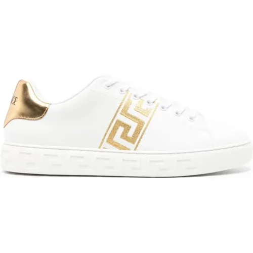 Weiße Sneakers mit Greca-Motiv , Herren, Größe: 40 EU - Versace - Modalova