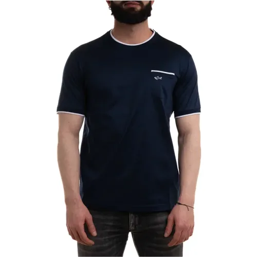 Striped Cotton T-Shirt with Patch Pocket , male, Sizes: 4XL, 3XL, 2XL, XL, L, M - PAUL & SHARK - Modalova