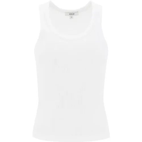 Geripptes Tanktop in Mohnrot , Damen, Größe: M - Agolde - Modalova