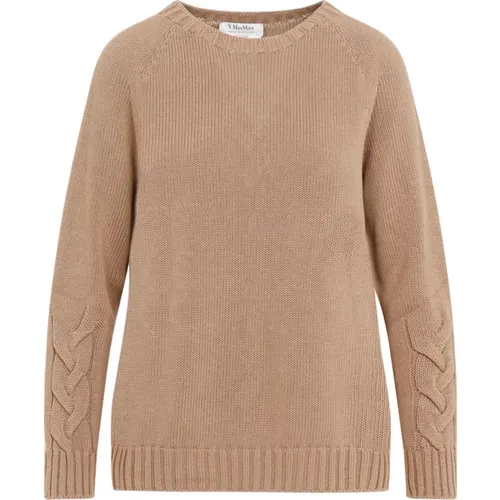 Knit Treccia Sweater in Camel , female, Sizes: S, L - Max Mara - Modalova