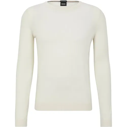 Slim-Fit Virgin Wool Sweater - Weiß - S , Herren, Größe: 3XL - Boss - Modalova