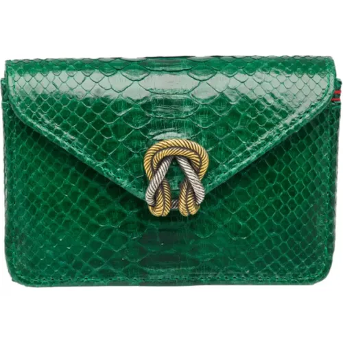 Grüne Python-Umschlagbrieftasche , Damen, Größe: ONE Size - Claris Virot - Modalova