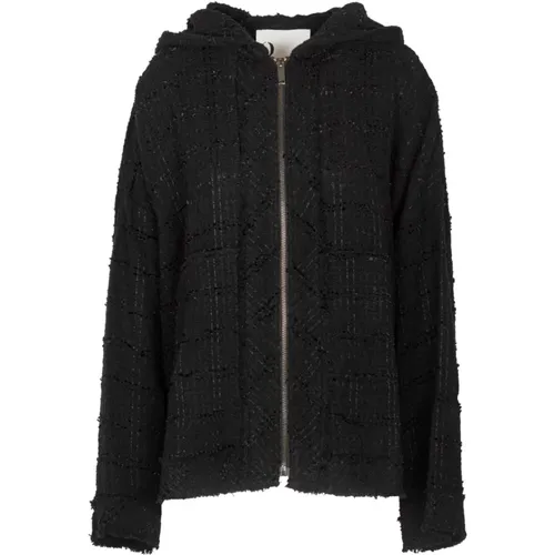 Tweed Hooded Jacket with Zipper Front , female, Sizes: M, S - 8pm - Modalova