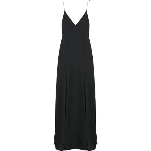 Schwarzes Seidenmischung V-Ausschnitt Kleid - Khaite - Modalova