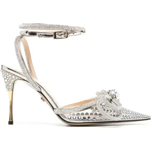 Golden Bow Slingback with Crystal Detail , female, Sizes: 5 UK, 4 UK, 7 UK, 8 UK, 6 UK, 3 UK, 5 1/2 UK - Mach & Mach - Modalova