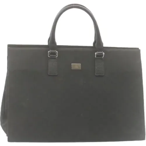 Gebrauchte schwarze Leinwandhandtasche mit Schlossdesign - Gucci Vintage - Modalova